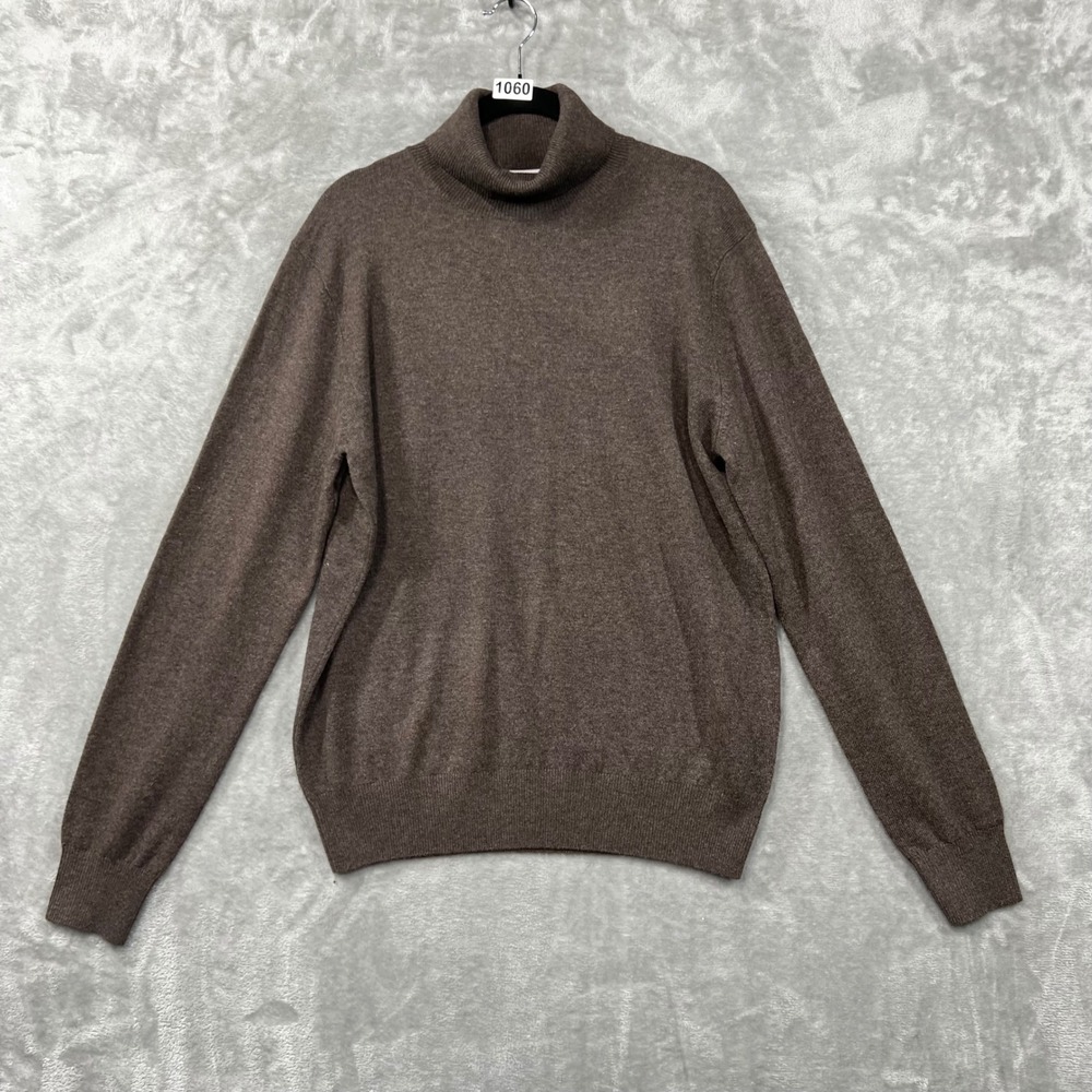 Cashmeren Turtleneck Sweater Mens Size M Brown Merino Wool Cashmere Blend Knit